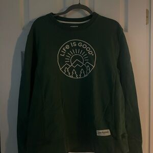 Life Is Good Men's Forest Green Crewneck Sweater